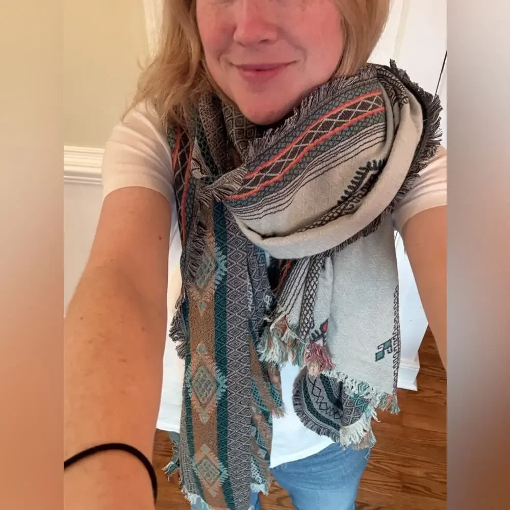 Zara Teal Bohemian Blanket Scarf